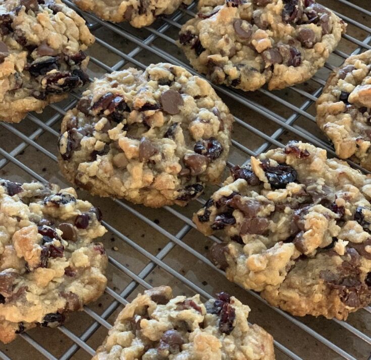 Chocolate Chip Oatmeal Cookies With Dried Cherries & Skor Bits